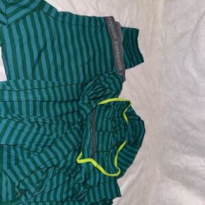 Patagonia Teal and Dark Green Striped Top